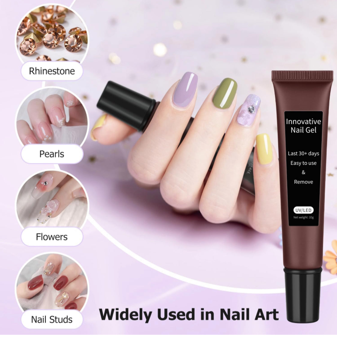 Solid Nail Gel 10g,Upgrade 3 in 1 Nail Gel for Fake Nails