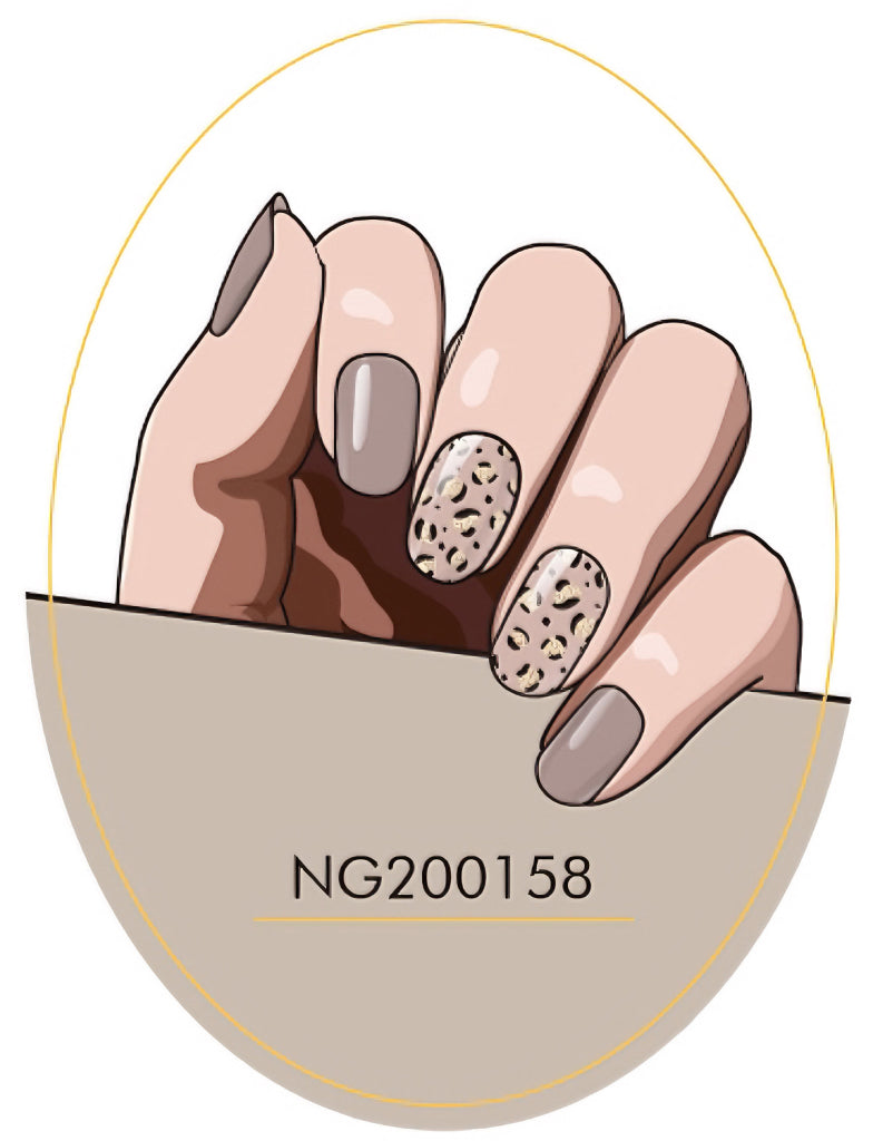 Khaki Leopard Chic Semicured Gel Nail Sticker Kit/NG158