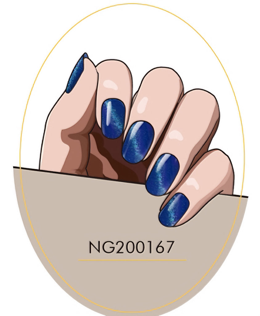 Blue Cat-eye Semicured Gel Nail Sticker Kit