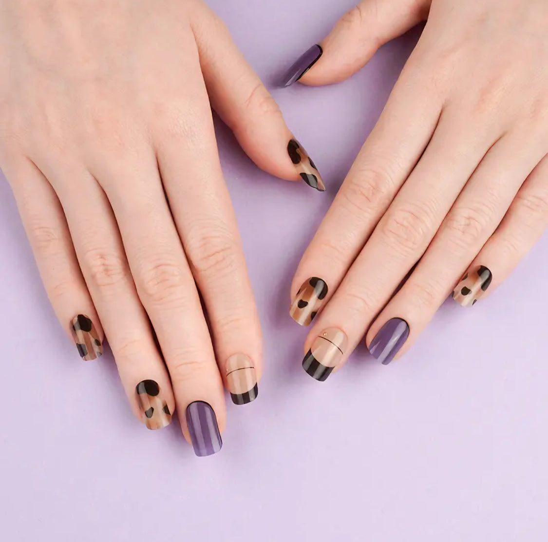 Sleek Leopard French Semicured Gel Nail Sticker Kit/NG216