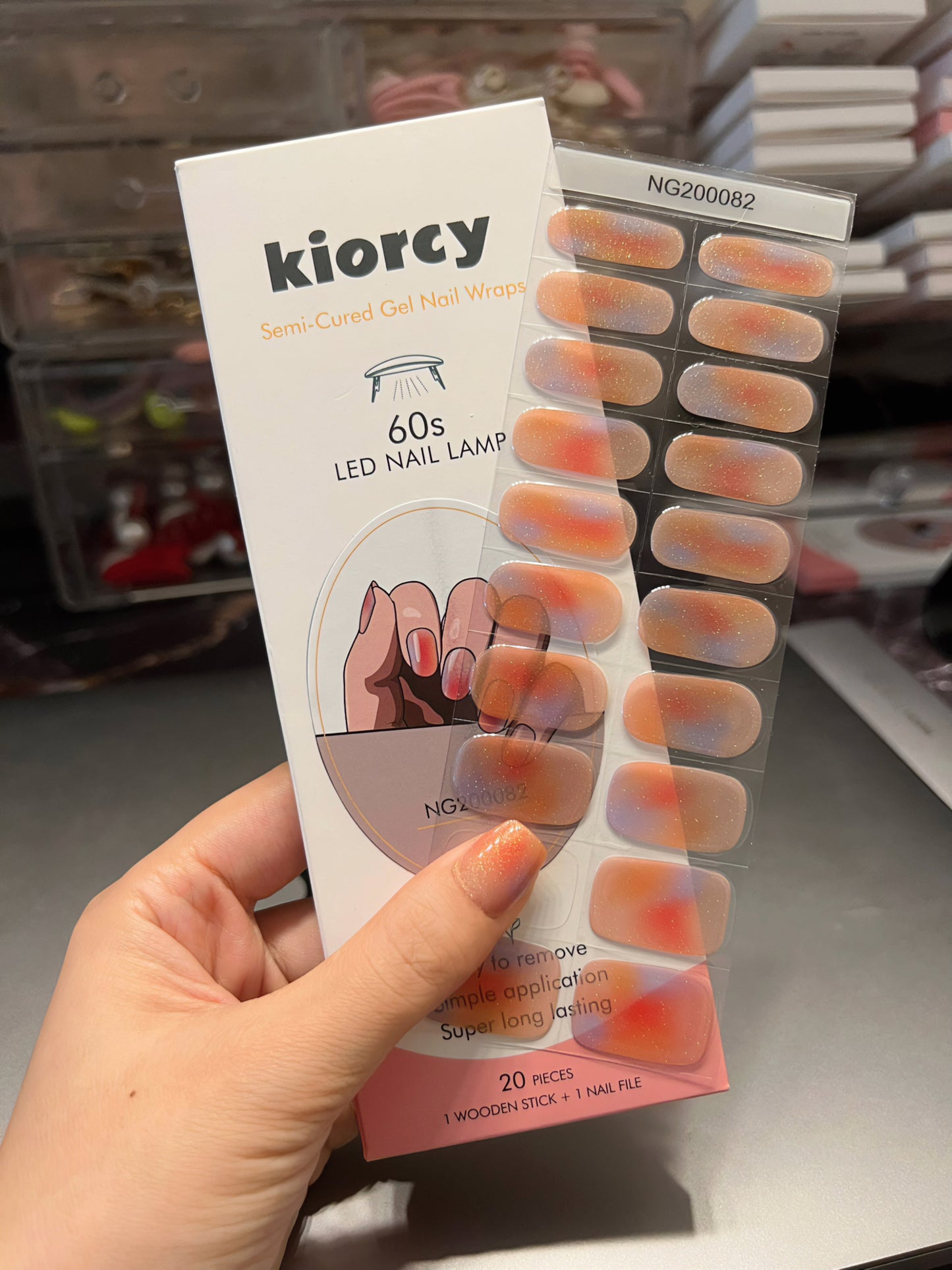 Colorful Gradient Gold Semicured Gel Nail Sticker Kit/NG82