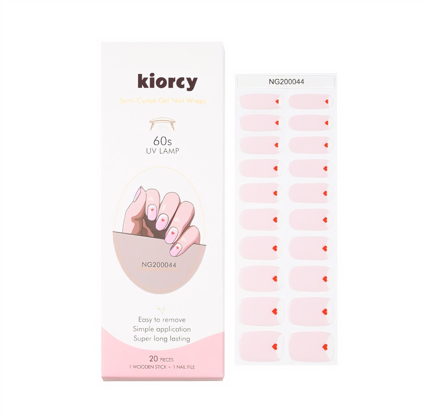 Lovely Hearts Semicured Gel Nail Sticker Kit/NG44