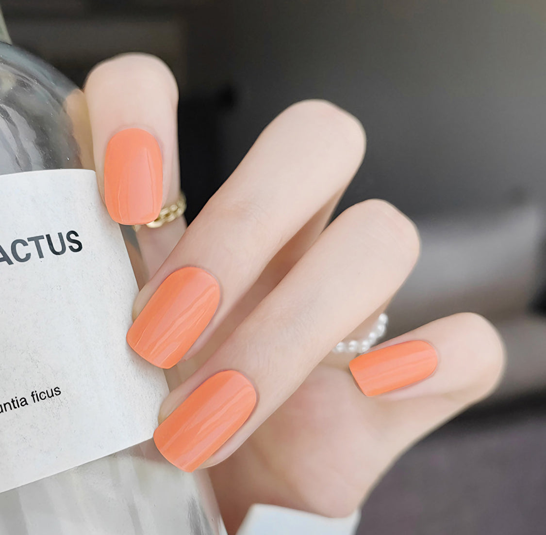 Coral-colored Semicured Gel Nail Sticker Kit/NG70