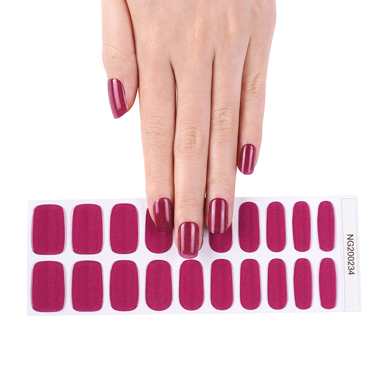 Radiant Burgundy Cat Eye Pearl Semicured Gel Nail Sticker Kit/NG234