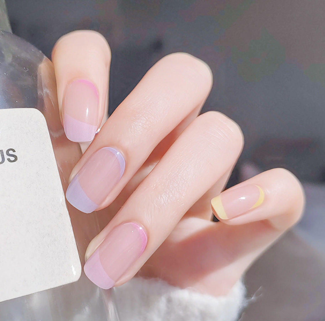 Colorful French Fusion Semicured Gel Nail Sticker Kit/NG188