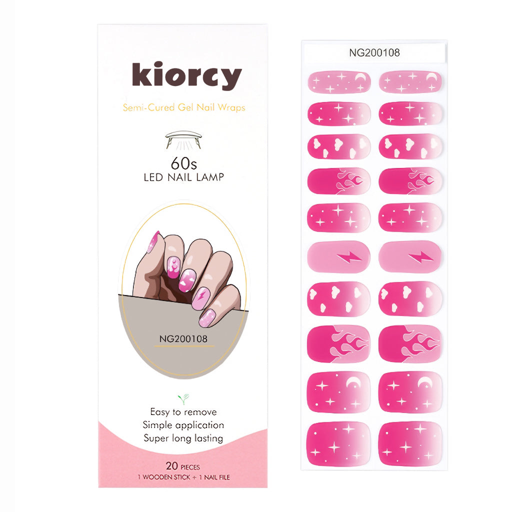 Pink Flame Dream Semicured Gel Nail Sticker Kit/NG108