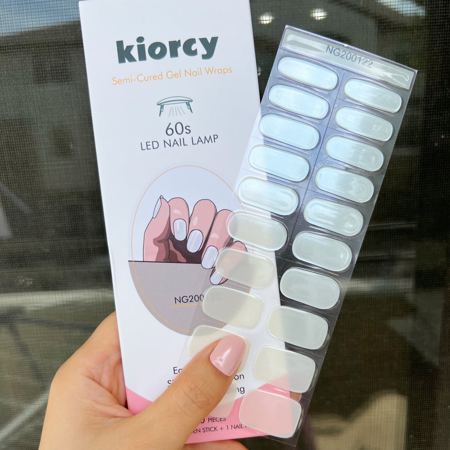 White Pearl Shimmer Semicured Gel Nail Sticker Kit/NG122