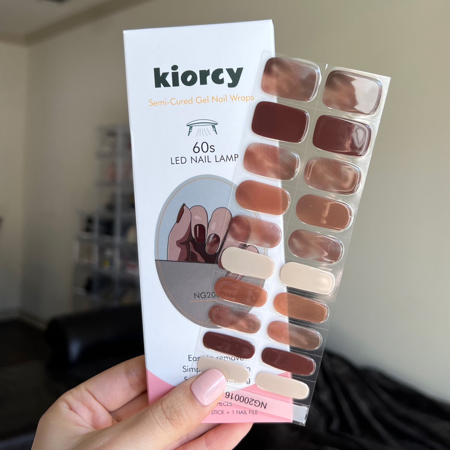 Mocha Marble Pattern Semicured Gel Nail Sticker Kit/NG16