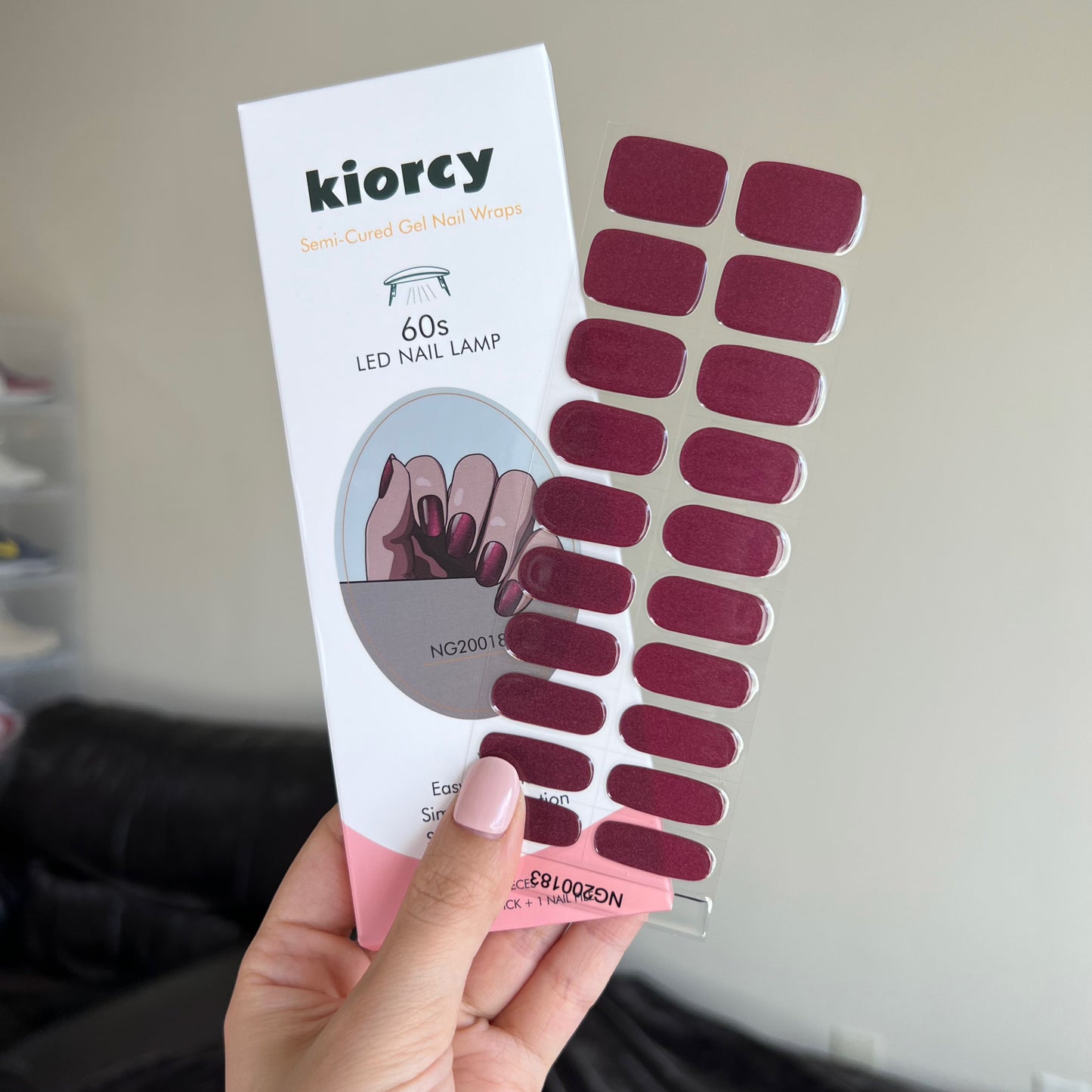 Burgundy Pearl Shimmer Semicured Gel Nail Sticker Kit/NG183