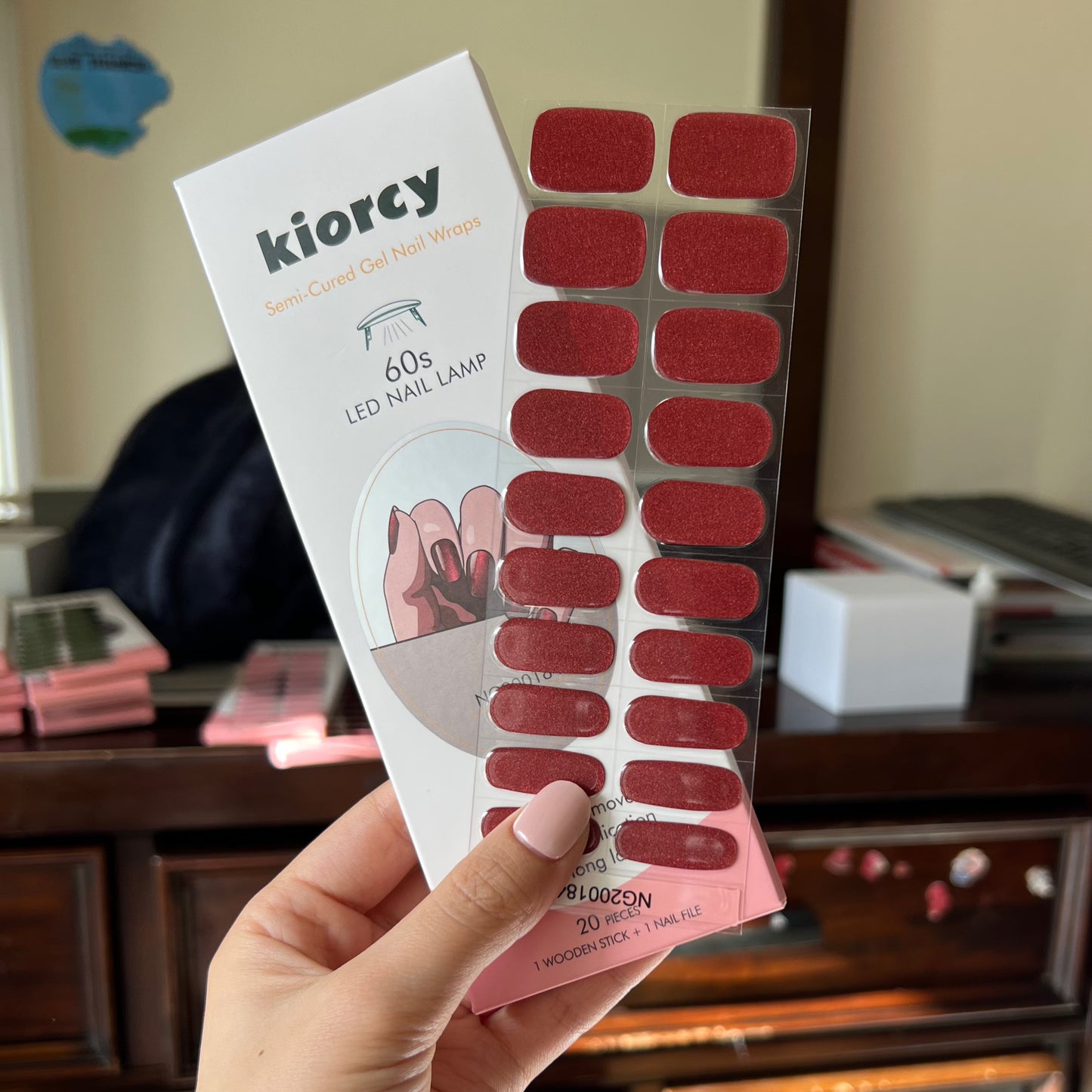 Crimson Pearl Shimmer Semicured Gel Nail Sticker Kit/NG184