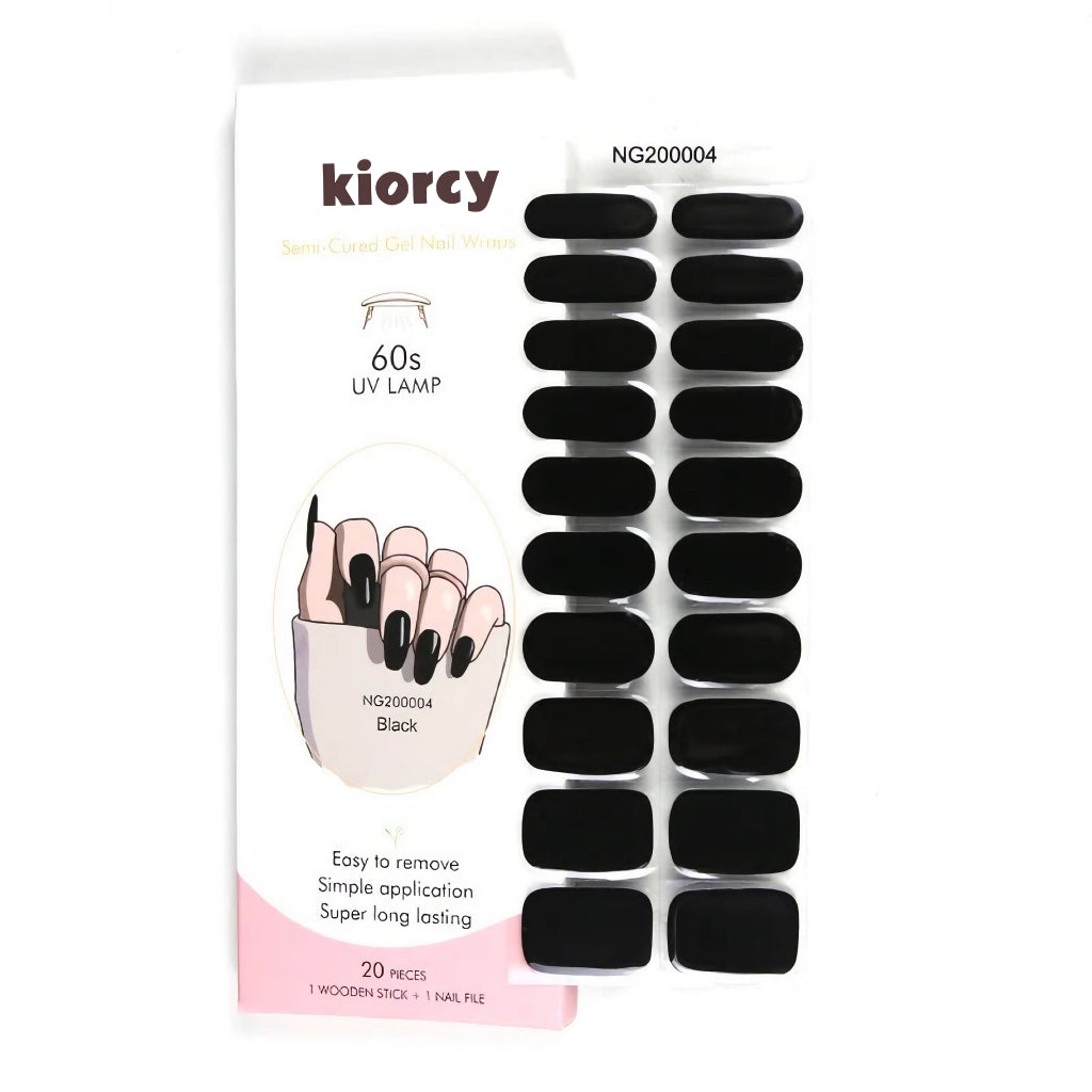 Midnight Black Semicured Gel Nail Sticker Kit/NG4