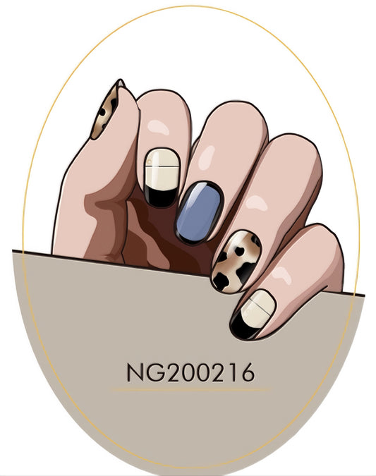 Sleek Leopard French Semicured Gel Nail Sticker Kit/NG216