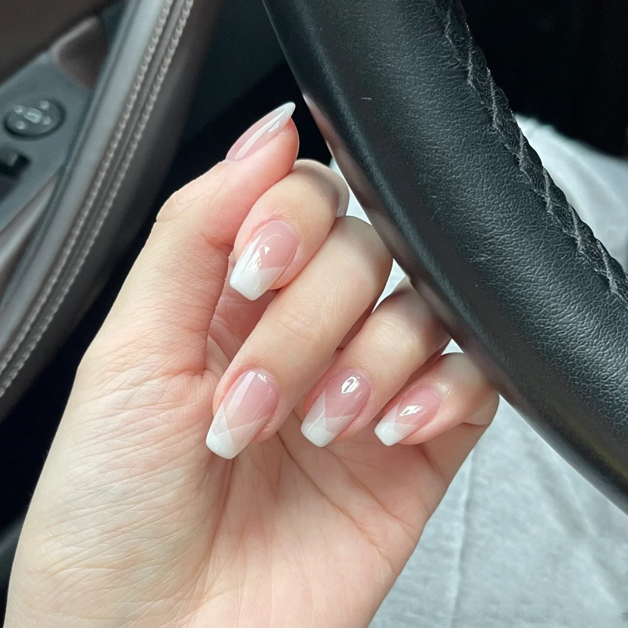 Creamy White French Semicured Gel Nail Sticker Kit/NG252