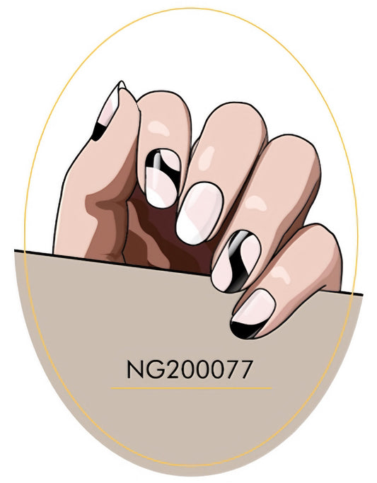 Elegant Monochrome Chic Semicured Gel Nail Sticker Kit/NG77