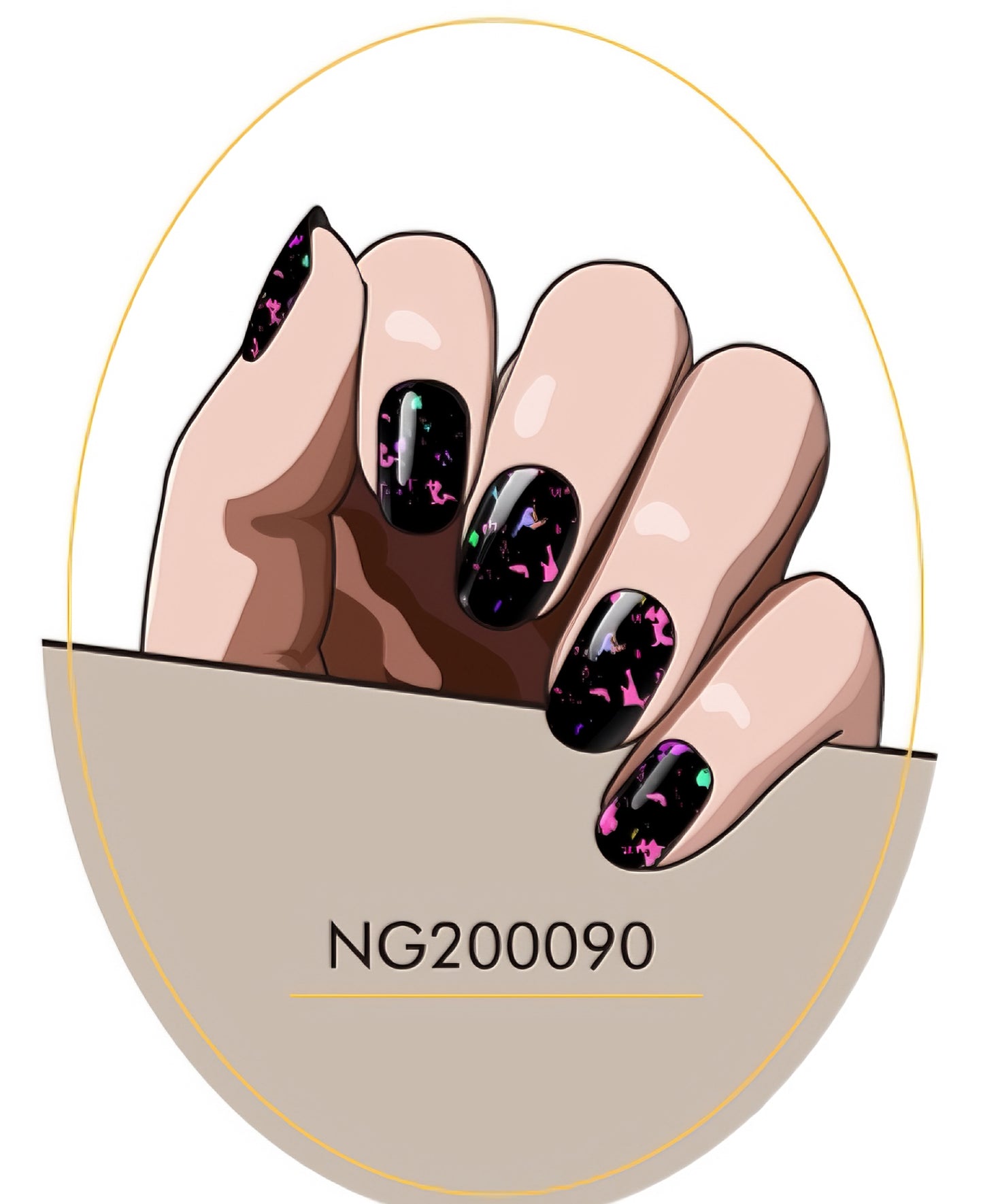 Glimmering Night  Semicured Gel Nail Sticker Kit/NG90