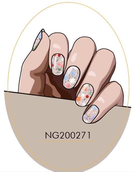 Blooming Glitter Semicured Gel Nail Sticker Kit/NG271