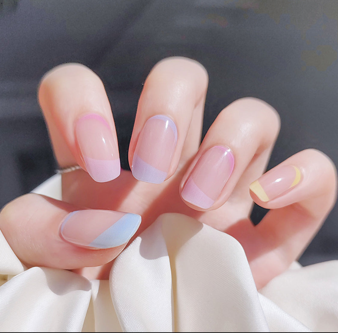 Colorful French Fusion Semicured Gel Nail Sticker Kit/NG188