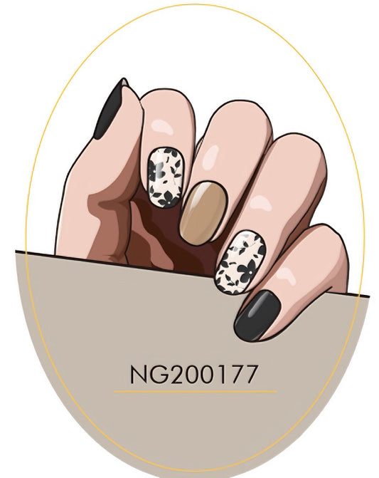 Black Blossom Delight Semicured Gel Nail Sticker Kit/NG177