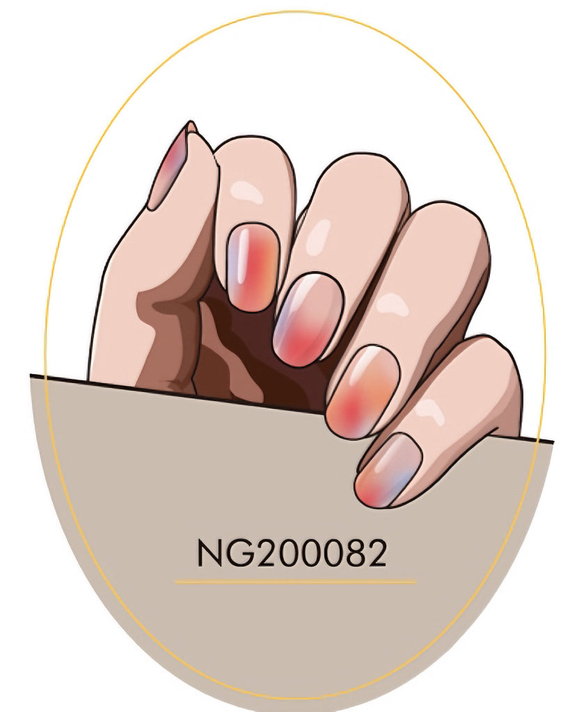 Colorful Gradient Gold Semicured Gel Nail Sticker Kit/NG82