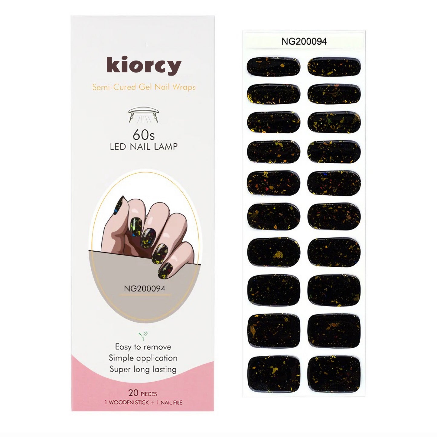 Glimmering Night Semicured Gel Nail Sticker Kit/NG94