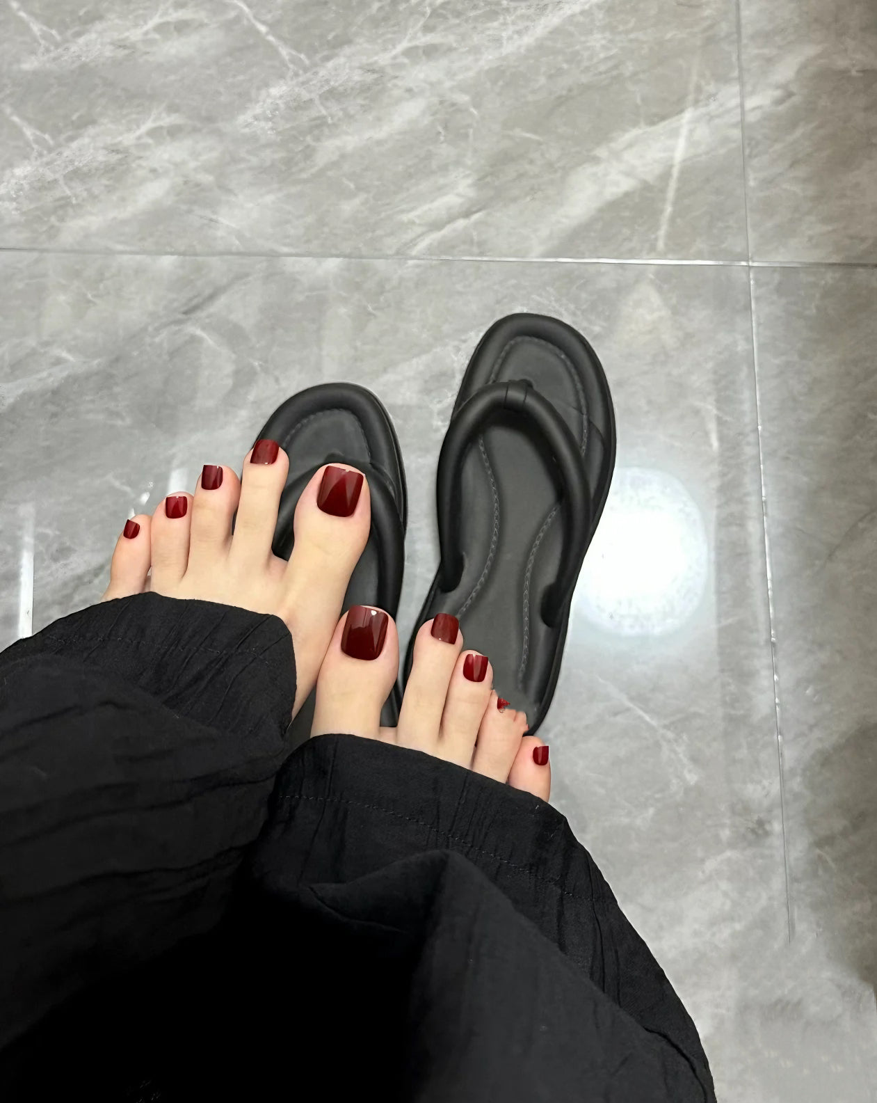 [Pedi/Toes ]Burgundy Semicured Gel Nail Sticker Kit/NGF5