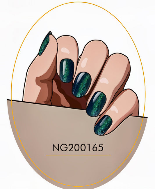 Green Cat-eye Semicured Gel Nail Stickers Kit ng165
