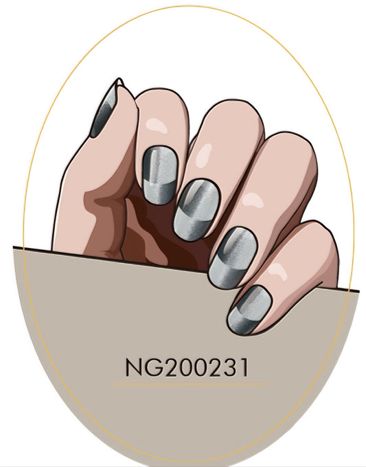Silver Grey Gradient Cat Eye Semicured Gel Nail Sticker Kit/NG231