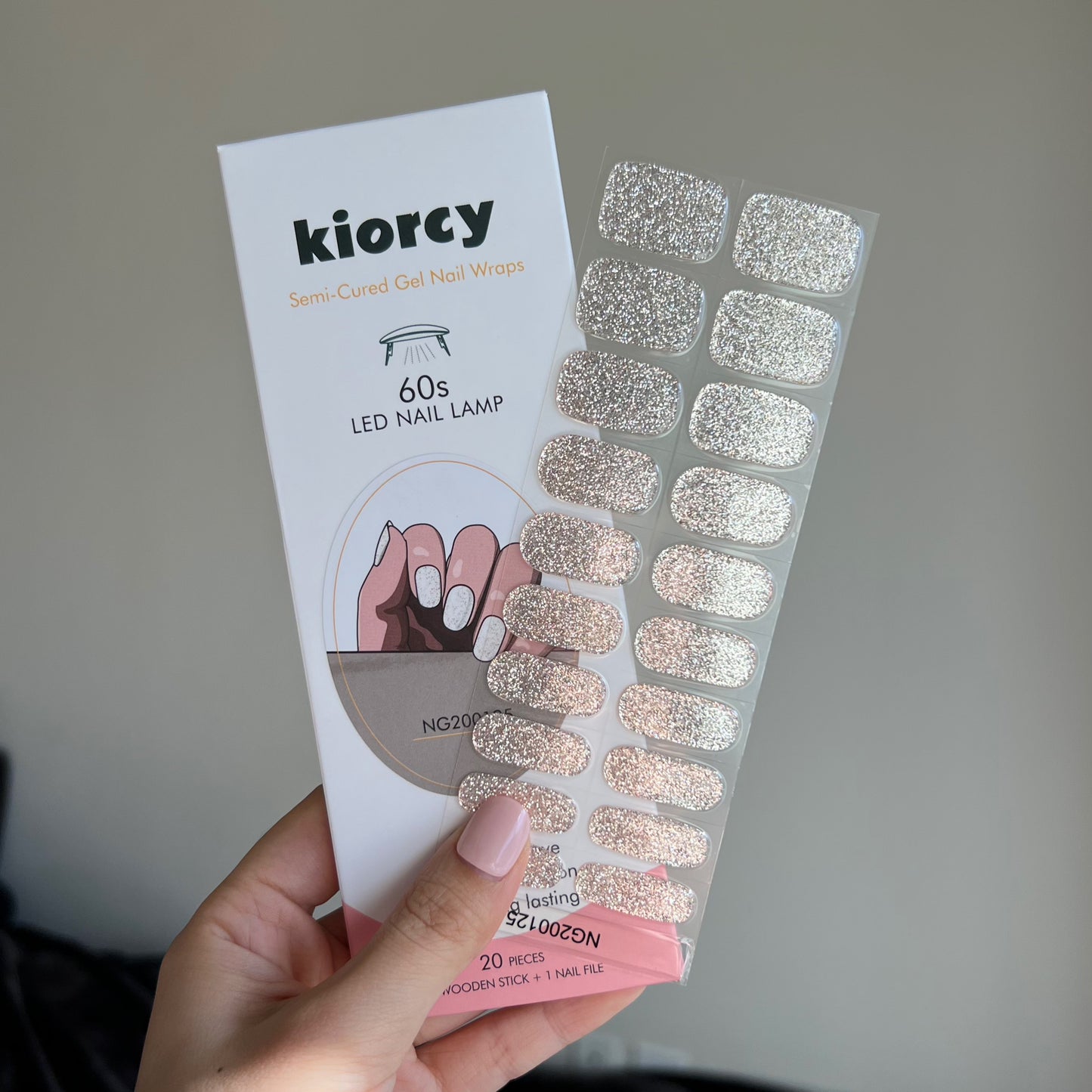 Silver Glitter Semicured Gel Nail Kit/NG125