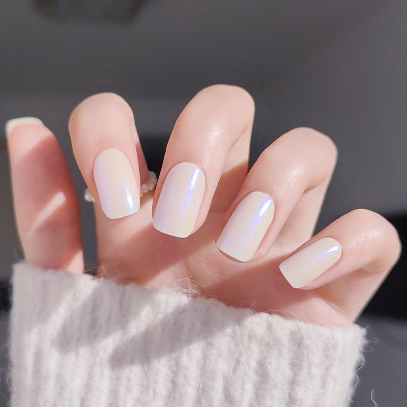 White Pearl Shimmer Semicured Gel Nail Sticker Kit/NG122