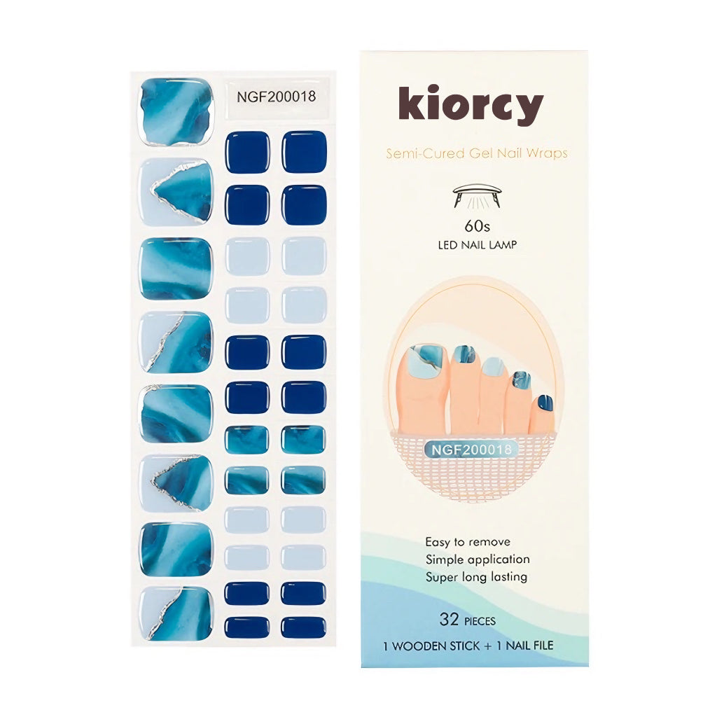 [Pedi/Toes ]   blue marble  Semicured Gel Nail Sticker Kit/NGF18