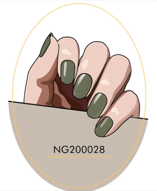 Army Green Semicured Gel Nail Sticker Kit/NG28