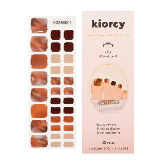 [Pedi/Toes ]Mocha Marble Pattern Semicured Gel Nail Sticker Kit/NGF12