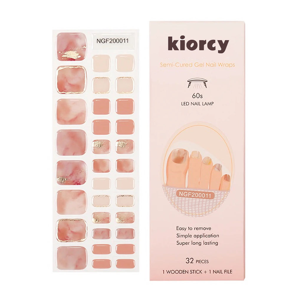[Pedi/Toes ] Pink Marble Semicured Gel Nail Sticker Kit/NGF11