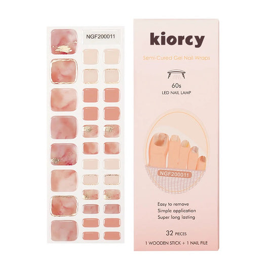 [Pedi/Toes ] Pink Marble Semicured Gel Nail Sticker Kit/NGF11