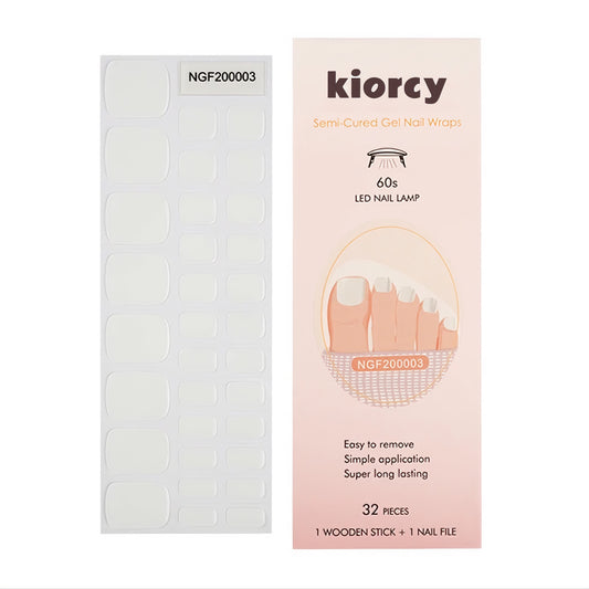 [Pedi/Toes ] White  Semicured Gel Nail Sticker Kit/NGF3