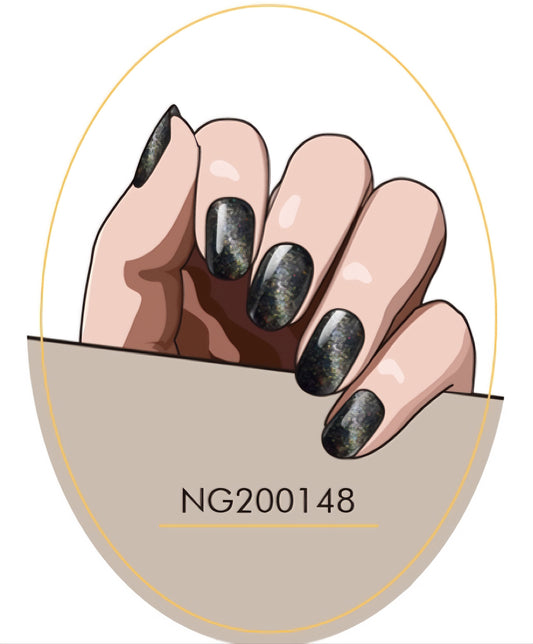 Black Cat Eye Semicured Gel Nail Sticker Kit/NG148
