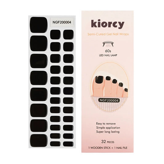 [Pedi/Toes ]  Midnight Black Semicured Gel Nail Sticker Kit/NGF4