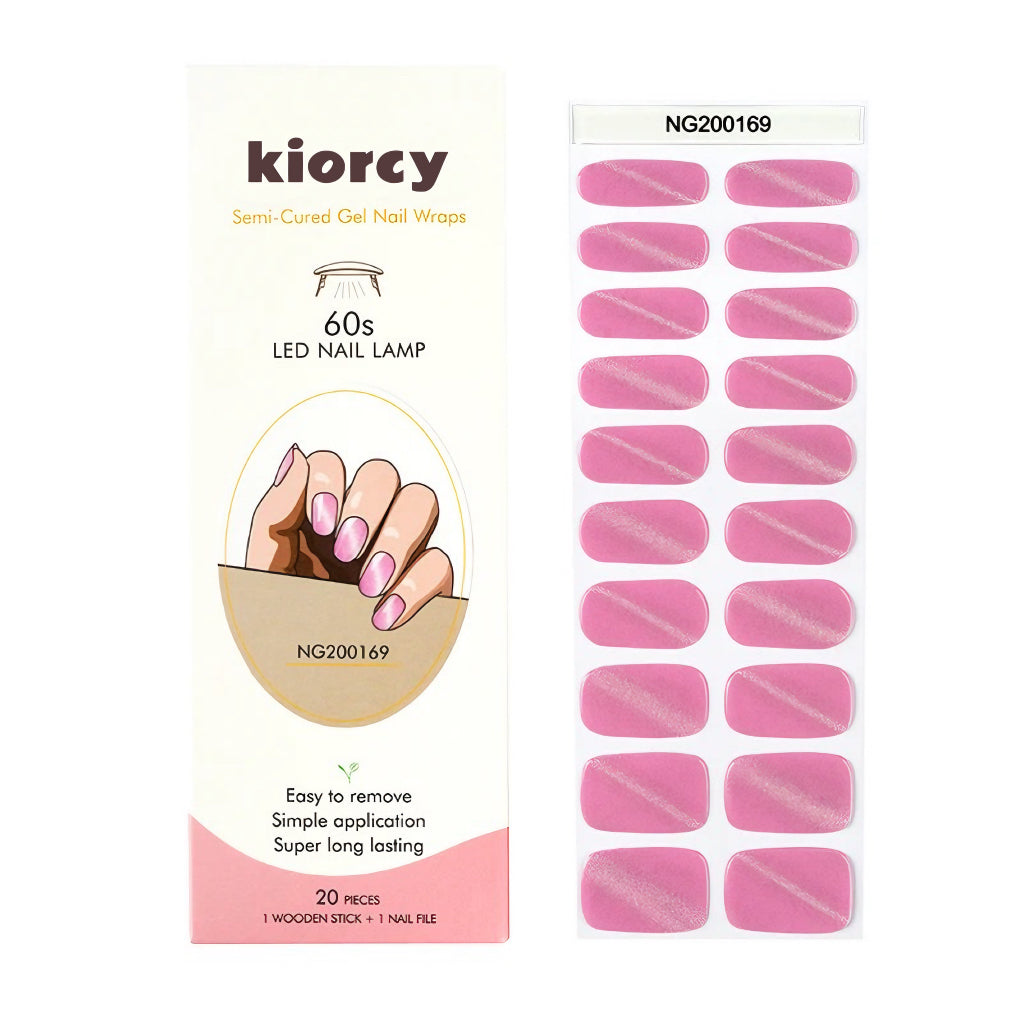 Pink Cat Eye Semicured Gel Nail Sticker Kit/NG169