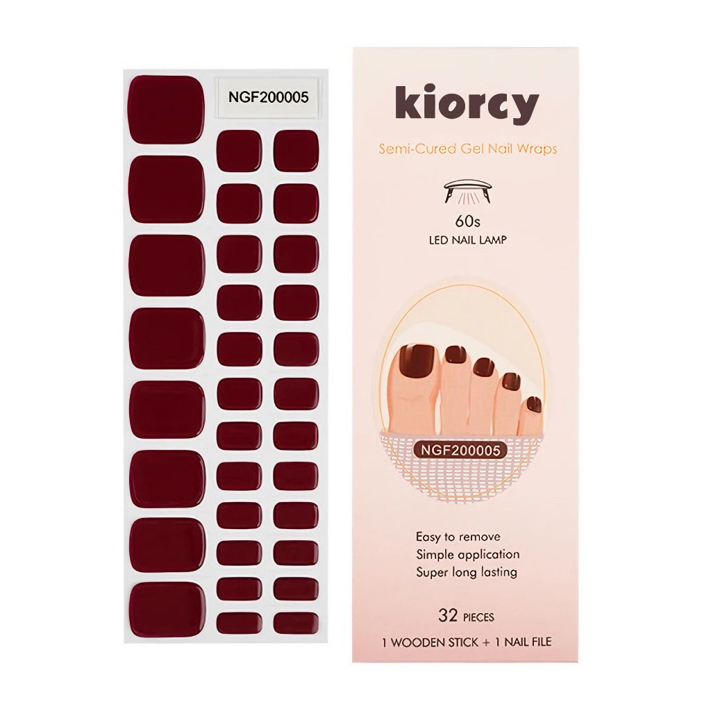 [Pedi/Toes ]Burgundy Semicured Gel Nail Sticker Kit/NGF5