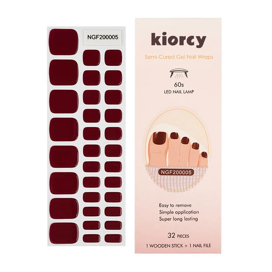 [Pedi/Toes ]Burgundy Semicured Gel Nail Sticker Kit/NGF5