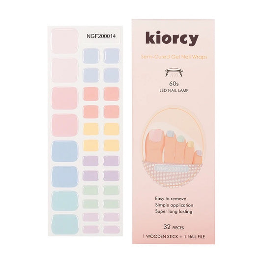 [Pedi/Toes ]  Rainbow  Macaron Semicured Gel Nail Sticker  Kit NGF14