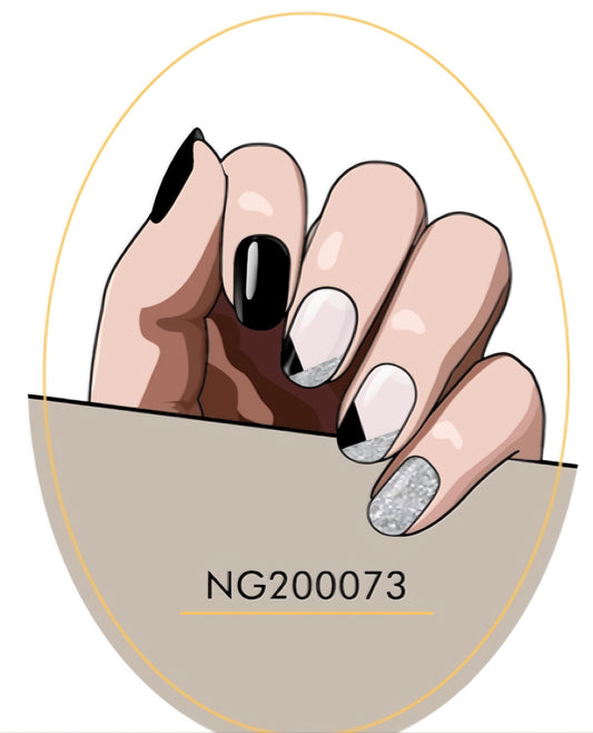 Black and Silver mixSemicured Gel Nail Sticker Kit/NG73