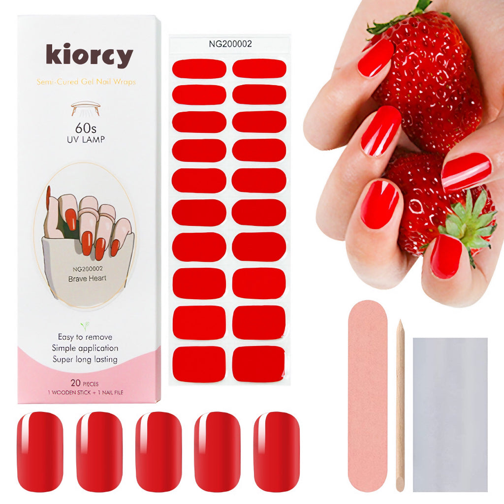 Hight-gloss red Semicured Gel Nail Sticker Kit/NG2