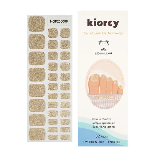 [Pedi/Toes ]  Gold glitter Semicured Gel Nail Sticker Kit/NGF6